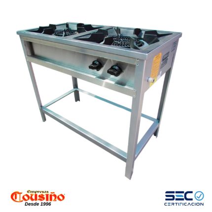 Anafe a Gas 2 platos con parrillas en fierro fundido de 43×43 cm. Cousiño – Modelo: AN212C