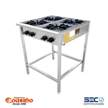 Anafe a Gas 4 platos con parrillas en fierro fundido de 34×34 cm. Cousiño – Modelo: AN184C