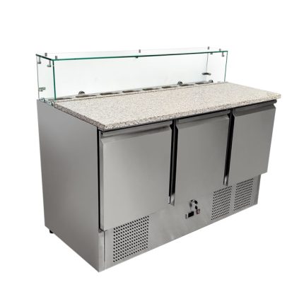 Mesón Refrigerado Salsero 3 Puertas Cubierta de Mármol