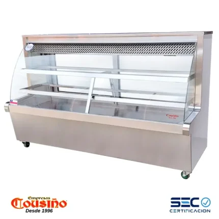 Vitrina refrigerada vidrio curvo 2 mt. acero inoxidable Cousiño